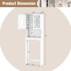 Giantex Over-The-Toilet Storage Space Saver, Bathroom Organizer with Cabinet and Shelf, Above Toilet Standing Rack (White)