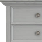 SIMPLIHOME Amherst SOLID WOOD 24 Inch Wide Traditional Bedside Nightstand Table in Fog Grey, For the Living Room and Bedroom
