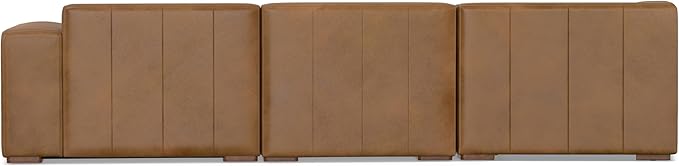 SIMPLIHOME Rex Left Corner Sectional Modular Sofa and Ottoman Set in Full-Grain Genuine Leather, Sienna, 116-inch-wide L-Shaped Leather Sofa and Matching 34-inch-Wide Table Ottoman for Living Room