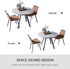 34.6'' Round Dining Table and Chairs for 2, Space Saving Modern Casual Coffee Table Set for Apartment Kitchen Dining Room (Grey Table+2 Brown Chairs)