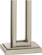 Possini Euro Design Gossard 30" Tall Rectangle Large Modern End Table Lamps Set of 2 Pull Chain Silver Brushed Nickel Finish Metal White Shade Living Room Bedroom Bedside Nightstand House Office