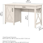 Bush Furniture Key West Computer Desk with Storage | Farmhouse PC Table for Home Office in Linen White Oak | 54W x 24D