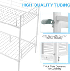Bunk Bed,Twin Over Twin Bunk Beds for Kids Teens Adults,Heavy Duty Metal Slats Bed Frame with Ladders and Guardrail,400 lbs Capacity,No Spring Box Required,White