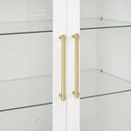 Crosley Furniture Roarke Glass Door Kitchen Pantry Storage Cabinet with Doors and Shelves, Living Room, White