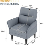 HAOBO Home Modern Accent Chair Upholstered Faux Leather Armchair for Bedroom Living Room Chairs Office Chair Leisure Chairs Grey Set of 2
