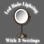 JERDON Lighted Makeup Mirror with Magnification - 1X and 8X Magnification - Bronze Makeup Mirror - Model HL8808BZL