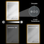 Awoco 48''x32'' LED Bathroom Mirror with Light, Lighted Vanity Mirror with Backlit and Front Light, Dimmable Anti-Fog Memory Function Lighted Mirror with 3 Colors for Bathroom Wall