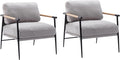 HEAH-YO Modern Accent Chairs Set of 2, Upholstered Chenille Living Room Chairs with Backrests, Comfy Reading Armchairs for Bedroom, Gray