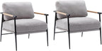 HEAH-YO Modern Accent Chairs Set of 2, Upholstered Chenille Living Room Chairs with Backrests, Comfy Reading Armchairs for Bedroom, Gray