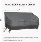 Easy-Going Waterproof Outdoor Couch Cover, Heavy Duty 3-Seater Patio Sofa Cover, Windproof Outdoor Furniture Cover with Air Vent (62Wx40Dx32H inch, Gray/Dark Gray)