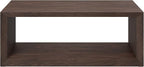 Henn&Hart 48" Rectangular Wood Coffee Table with Open Storage Shelf for Living Room, Family Room, or Office, Alder Brown