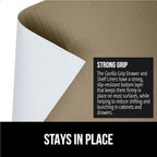 GORILLA GRIP Slip Resistant Drawer and Shelf Liner 2 Pack, Non Adhesive Water Resistant, Easy Clean and Trim, Smooth Surface Liners for Kitchen Cabinet, Shelves, Drawers, Pantry, 12 in x 10 FT, Beige