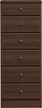 Prepac Astrid Tall Brown Dresser: 16.5"D x 19.75"W x 50"H, 6-Drawer Chest for Bedroom by Prepac - Perfect Chest of Drawers for Ample Storage