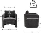 Modern Barrel Accent Chair, Single Sofa Chair with Removable Back Pillow, Comfy Chenille Upholstered Reading Accent Chair Lounge Armchair for Bedroom Living Room, Grey