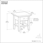 SIMPLIHOME Redmond SOLID WOOD 19 inch Wide Square Transitional End Side Table in Rustic Natural Aged Brown for the Living Room and Bedroom