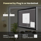 WTTY 40"X30" LED Bathroom Mirror with Black Frame, Bathroom Vanity Mirror with Lights for Wall, Front Light and Backlit, Anti-Fog, Dimmable, 3 Colors, Shatterproof, Memory, Horizontal/Vertical