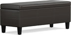 SIMPLIHOME Afton 48 inch Wide Contemporary Rectangle Storage Ottoman Bench in Tanners Brown Vegan Faux Leather, Assembled, For the Living Room and Bedroom