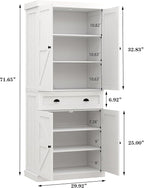 71" Tall Pantry Cabinet with Drawer & 4 Doors, Versatile Storage Cabinet with Adjustable Shelves for Kitchen, Laundry Room, Living Room, Bathroom, White