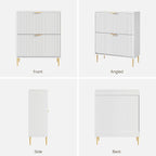 SICOTAS Fluted Shoe Cabinet Storage for Entryway with 4 Flip Drawers-11.8"Deep Freestanding Shoe Organizer Cabinet with 6-tier Shelves, Large 40 Pairs Shoes Rack Cabinet for Foyer Hallway, White, 2PCS