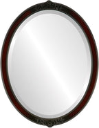 OVALCREST Oval Beveled Wall Mirror for Home Decor - Athena Style - Rosewood - 26" x 22" Outside Dimensions