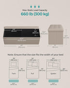SONGMICS Mazie Collection - 43 Inches Folding Storage Ottoman Bench, Ottoman with Storage, Foot Rest Stool, Load 660 lb, for Living Room, Synthetic Leather, Camel Brown ULSF070K03