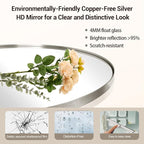 ANDY STAR Brushed Nickel Bathroom Mirror, 22 x 34 Inch Oval Pivot Mirror for Wall, Unique Farmhouse Tilt Mirror in Slim Silver Stainless Steel Metal Frame for Bedroom, Powder Room
