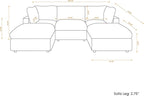 Cloud Couch Modular Sectional Sofa,100.5" U Shaped Couch, Oversized Convertible Wide Seater,3 Seater with 2 Ottomans for Living Room Set, Covers Washable&,Beige