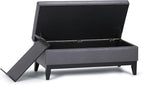 SIMPLIHOME Oregon 42 inch Wide Contemporary Rectangle Storage Ottoman Bench with Tray in Stone Grey Vegan Faux Leather, Assembled, For the Living Room, Entryway and Family Room