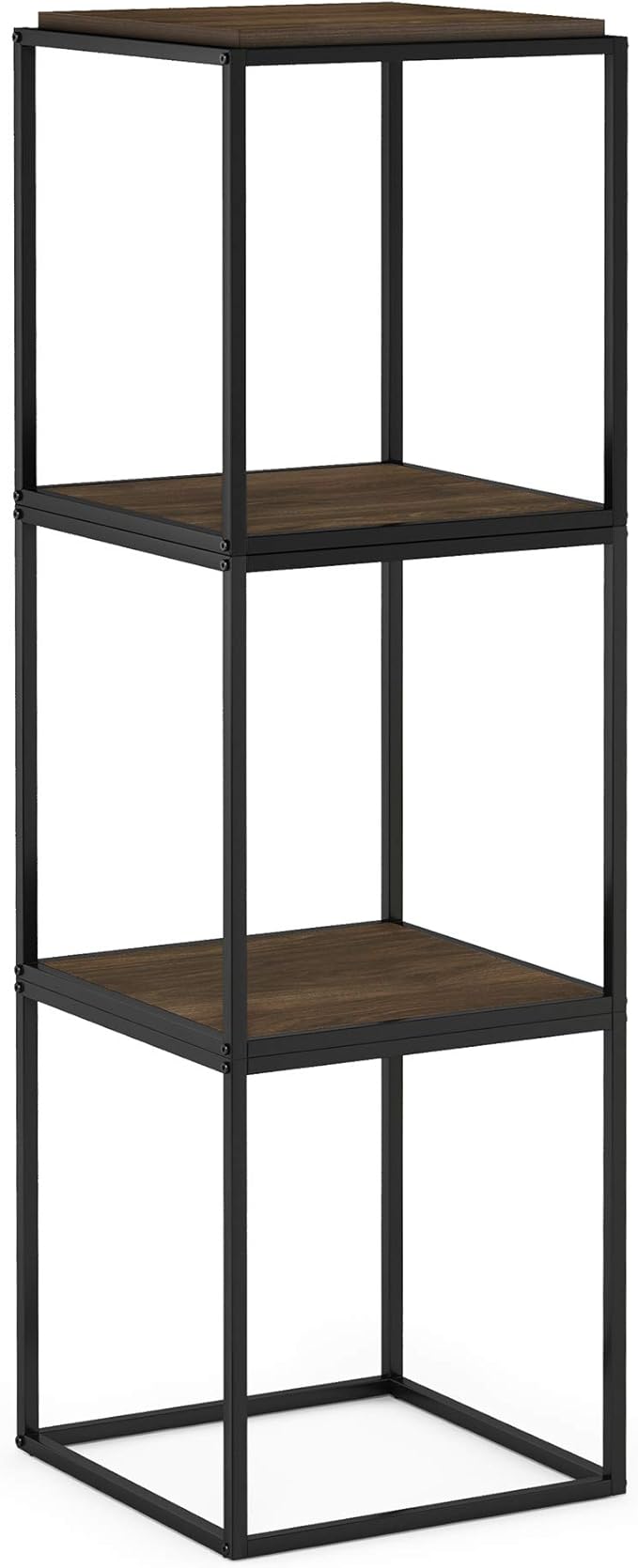 Furinno Moretti Cube Modern Stackable End Table Shelf, Columbia Walnut