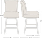 CHITA 26 Inch Counter Height Swivel Bar Stool, FSC Certified Modern Upholstered Faux Leather Swivel Barstool Chair with Back, Blue