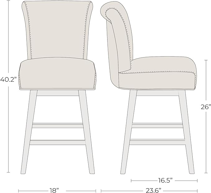 CHITA 26 Inch Counter Height Swivel Bar Stool, FSC Certified Modern Upholstered Faux Leather Swivel Barstool Chair with Back, Black