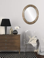 OVALCREST Oval Beveled Wall Mirror for Home Decor - Florence Style - Champagne Silver - 44" x 34"