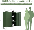 Metal Locker Cabinet, Green Storage Cabinets with 2 Doors and Adjustable Shelves, 3 Tier Modern Storage Freestanding Sideboard for Living Room,School,Office Home Kitchen and Coffee Bar