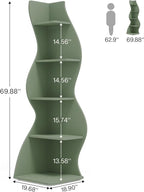 Tribesigns Corner Shelf, Modern 5-Tier Wall Corner Bookshelf, Stylish Corner Small Bookcase Storage Rack Plant Stand with Unique Shape for Living Room, Home Office (Sage Green, 1PC)