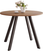 34.6'' Round Dining Table Mid Century Modern Small Round Coffee Table, Saving Space (Walnut Table)