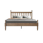 Queen Size Bed Frame with Headboard & Footboard, Solid Wood Platform Design, Center Metal Legs with 12 Durable Slatted Base, No Box Spring Needed, Anti-Slip & Noise-Free, Barnwood Finish, WCQ-30