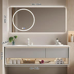 48IN Grey Bathroom Vanity Set - Floating Bathroom Vanity with Single Sink | Including LED Smart Defogging Mirror Cabinet & Time Display Function, Equipped with Motion Sensing Light Strip (Style B)