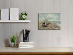Wieco Art Fishing Boats on the Beach at Les Saintes Maries Modern Giclee Canvas Prints of Van Gogh Famous Oil Paintings Reproduction Seascape Pictures on Canvas Wall Art Work For Home Decorations