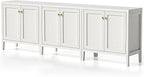 Sideboard Buffet Cabinets Set of 3 with Adjusable Shelves, Farmhouse Storage Cabinet, Credenza, Accent Cabinet, Kitchen Coffee Bar Console Table for Living Dining Room, Antique White