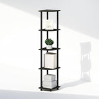 Furinno Turn-N-Tube Corner Shelf, 5-Tier Corner Bookshelf, Open Storage Shelves, for Organization and Storage, Living Room, Home Office, Garage, Bedroom, Espresso