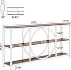 Tribesigns 70.9 inch Sofa Console Table, Extra Long Narrow Entryway Tables with 3 Tier Wood Storage Shelves Industrial Metal Frame for Foyer Hallway Living Room Behind Couch, White Walnut