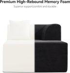 140''Oversized Cloud Velvet Curved Sectional Couch, Boneless Couch with L-Shape Chaise, Upholstered Compression Memory Foam Modular Sectional Sofa for Living Room, No Assembly Required, Black