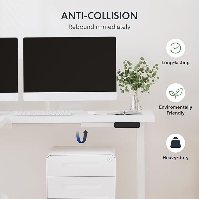SANODESK Electric Corner L-Shaped 63 x 55 in Standing Desk, Memory Height Adjustment, White Top White Frame