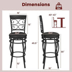 Giantex 30" Swivel Bar Stools Set of 4, Bar Height Bar Stools with Back, Upholstered PU Leather Seat, Footrest, Max Load 330Lbs, Vintage Metal Barstools for Kitchen Island, Dining Room, Pub, Black