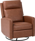 COLAMY Recliner Chair, PU Leather 360° Swivel Rocker Recliner, Nursery Glider Recliner with Ergonomic High Backrest and Upholstered Deep Seat for Living Room, Bedroom, Color Cocoa