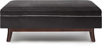SIMPLIHOME Owen 48 inch Wide Mid Century Modern Rectangle Rectangular Storage Ottoman in Tanners Brown Vegan Faux Leather, Assembled, for the Living Room, Entryway and Family Room