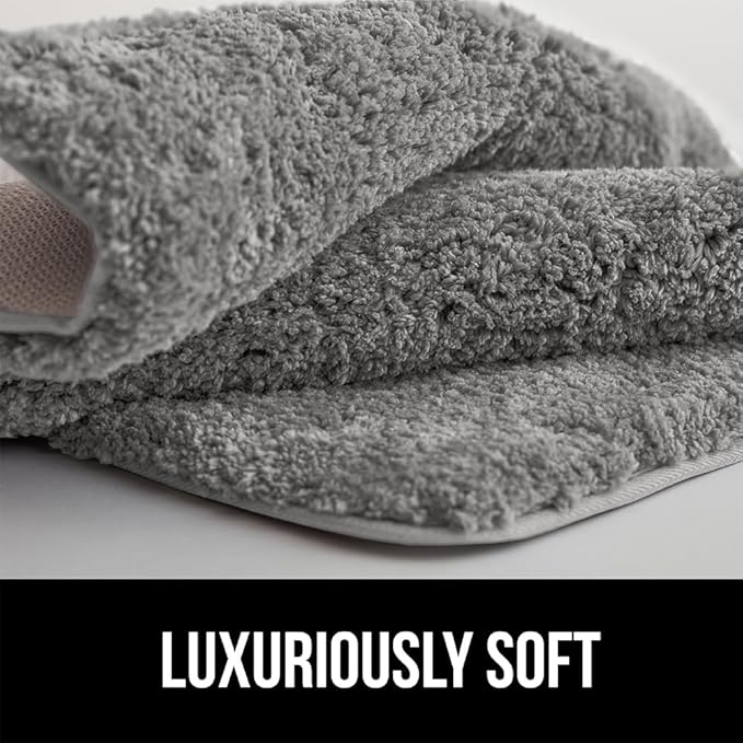 GORILLA GRIP Bathroom Rugs, 60x24, Ultra Soft Absorbent Mat, Thick Plush Bath Rug, Machine Washable, Microfiber Quick Dry, Mats for Shower, Bathtub and Floor, Home Decor Accessories, Gray
