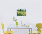 Wieco Art Modern Abstract Giclee Canvas Prints Wall Art Green Field 1889 by Van Gogh Famous Oil Paintings Reproduction Artwork Stretched and Framed Landscape Picture for KitchenDecoration