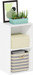Furinno PASIR Book Shelf, 2-Tier Modern Bookshelf, Open Shelves Bookcase 9 x 12 x 21, for Living Room, Bedroom, Home Office, White