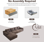 136.6'' L-Shaped Modern Modular Sectional Cloud Couch, 4-Seat Chenille Deep-Seat Sofa with Pillow for Living Room, Bedroom, Apartment, Camel